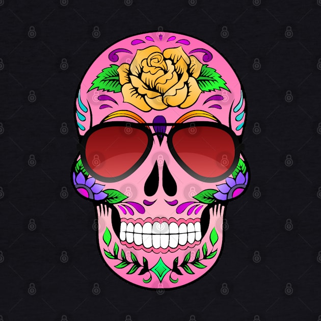 Sugar Skull - In Sunglasses - Pinks. by OriginalDarkPoetry